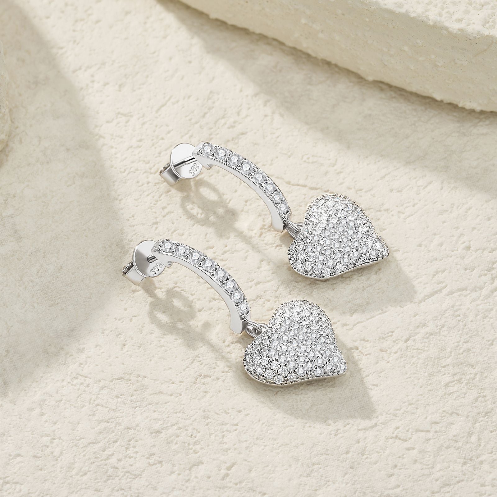 Heart-Shaped Moissanite Earrings Women's Jewelry